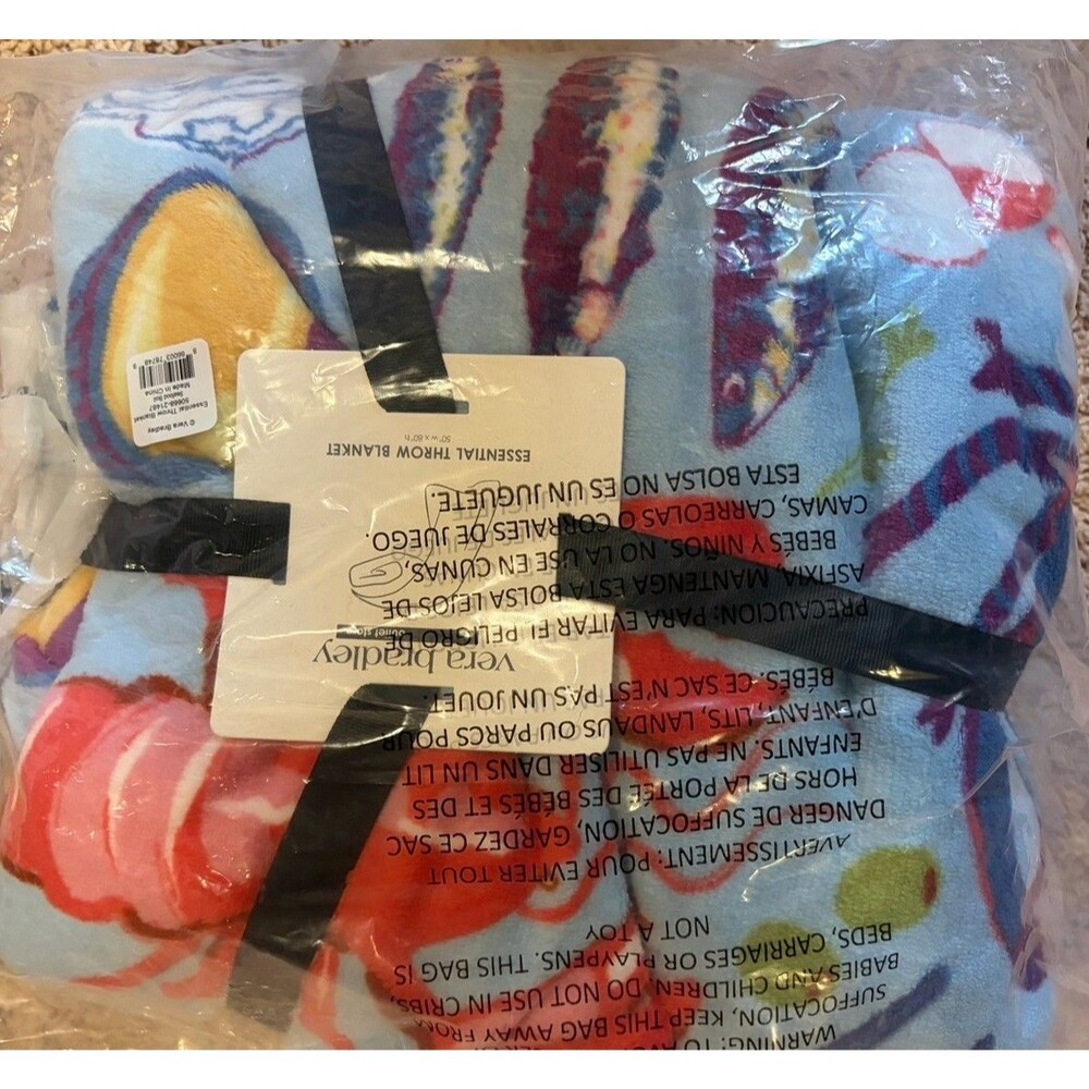 Vera Bradley Seafood Boil Throw Fleece Blanket 80” X 50” NWT Viral Tik Tok NWT